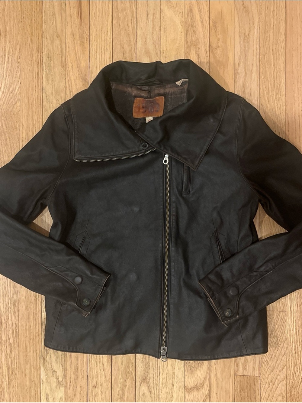 Vintage Gap 1969 Goat Leather Motorcycle Jacket 2003 Size Small Holiday Rare